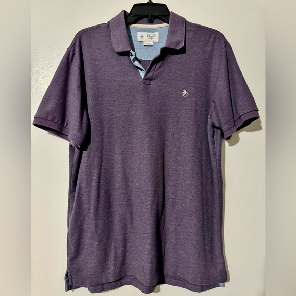 Chemise Penguin By Munsingwear Homme Lavande, Col Boutonné, Manches Longues - Taille L (Très Bon état)